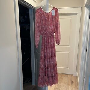 Misa Los Angeles Floral Long Sleeve Dress - Pink